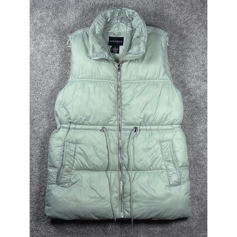 Mark Edwards Studio Puffer Vest Womens M Drawstring Waist Sleeveless Quilted NWT